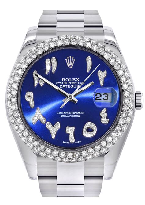 rolex datejust blue arabic dial|rolex arabic dial price.